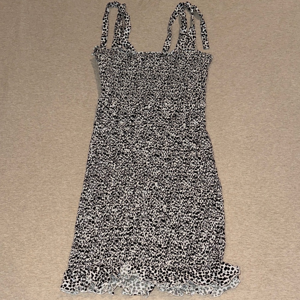 Express Black and White Smocked Mini Dress